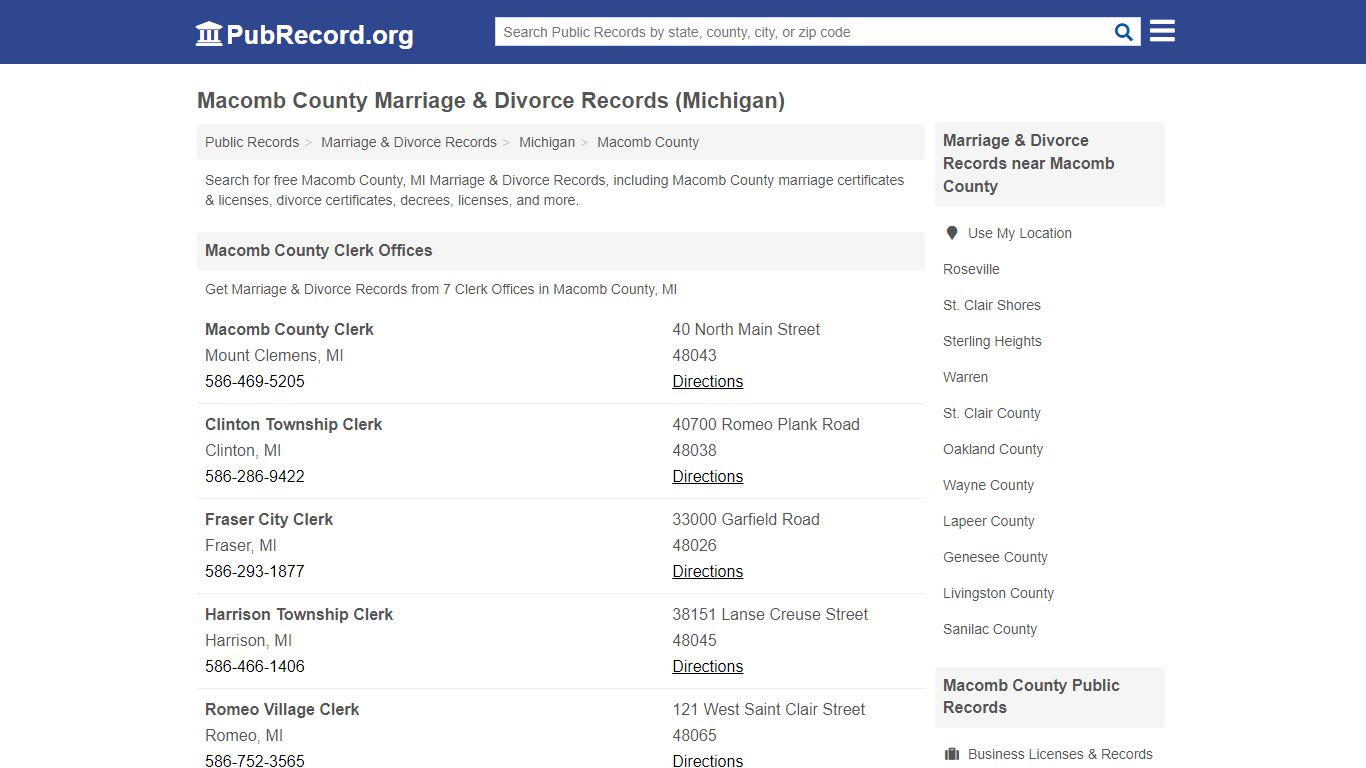 Macomb County Marriage & Divorce Records (Michigan)